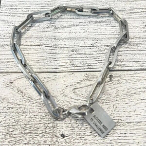 Stainless Steel Paper Clip Link Bracelet Charm Dangle 8.5”